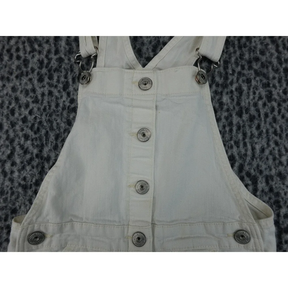 OshKosh‎ Bgosh Girls White Denim Button Front Overall Dress Size 7 OSH89379-SSI